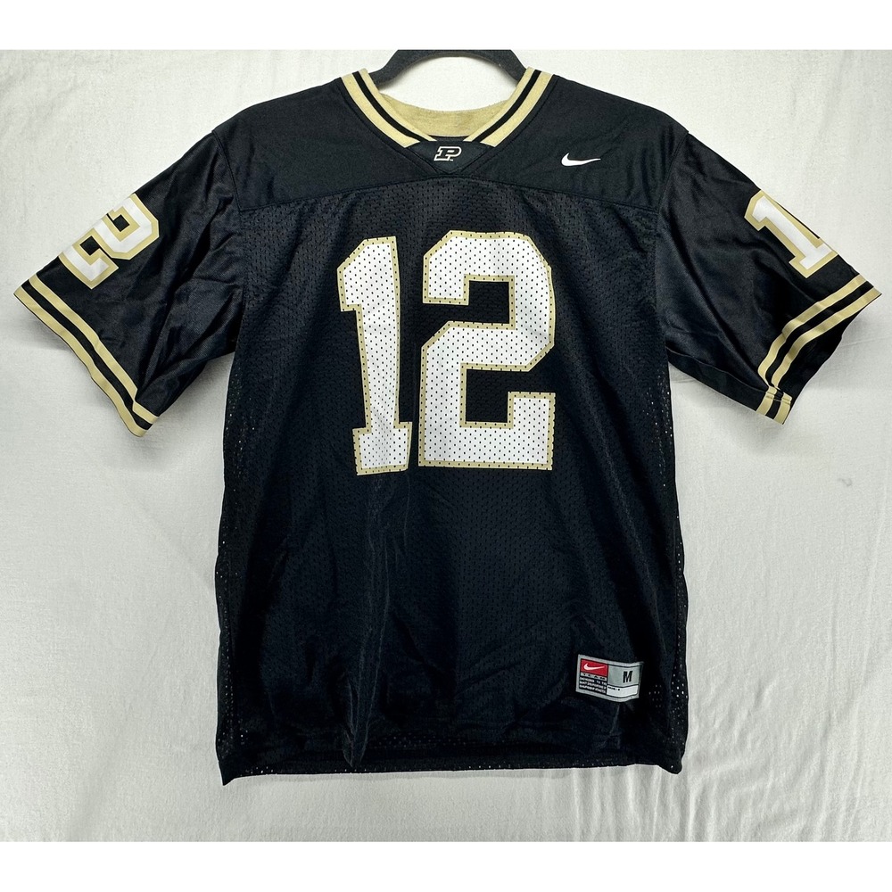 Nike Purdue Boilermakers Football Jersey #12 Black Gold Mens Medium Mesh